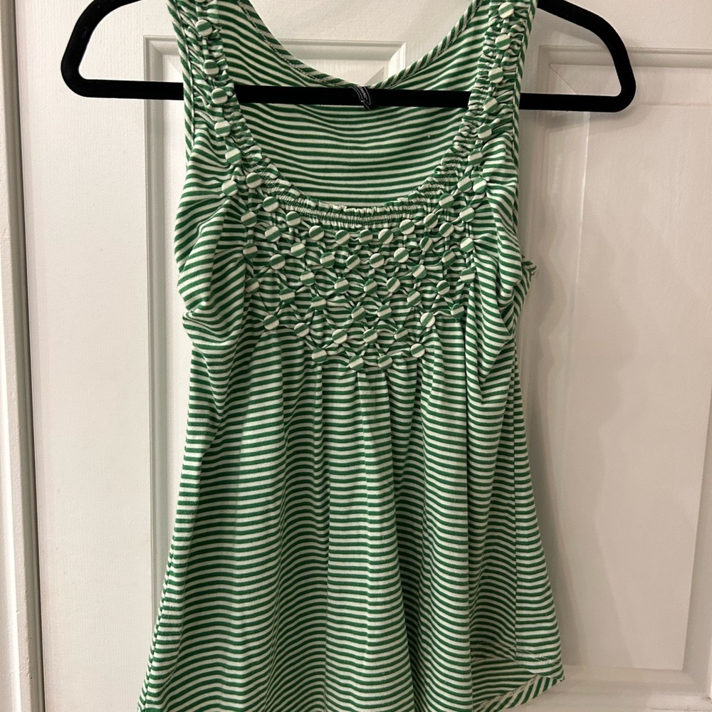 Smocked Green Sleeveless Tank Top